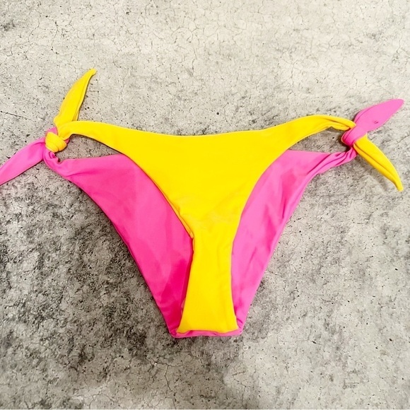 Tularosa Nikki Bottom Sorbet Yellow Pink Tie Revolve Size Small S - Picture 2 of 7